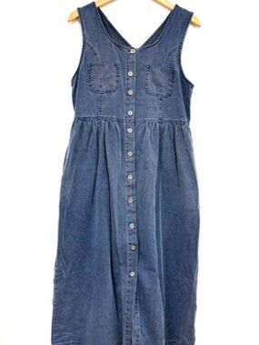 Vintage Y2K Capacity Sleeveless Denim Indie Dress (Medium)